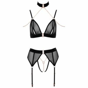 BH plus Straps-Slip ouvert mit Samt-Details und roségoldfarbenen Accessoires